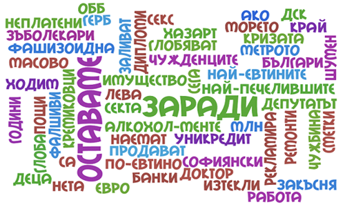 Най - често употребяваните думи в уводните заглавия на 19' за май